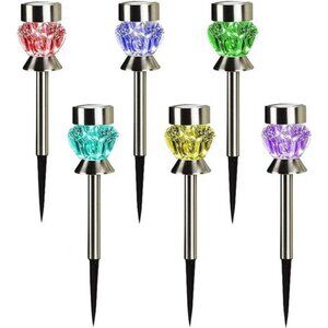 Solar Pathway Lights Outdoor, 6 Pack Solar Garden Lights, Color Changing LED